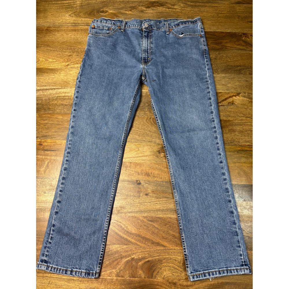 Levis 505 Regular Fit Straight Leg Jeans Mens 42x30 Medium Wash Blue Denim